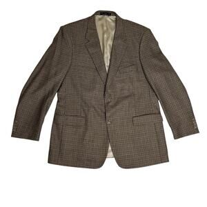 Oak Creek Lambswool Blazer Mens 46L Brown Houndstooth Checked Dillards Vintage